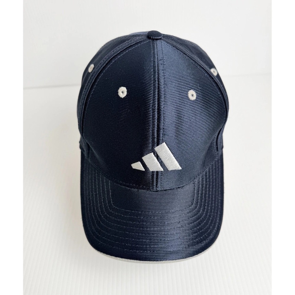 Adidas Navy Blue Adjustable Strapback Hat White Logo One Size